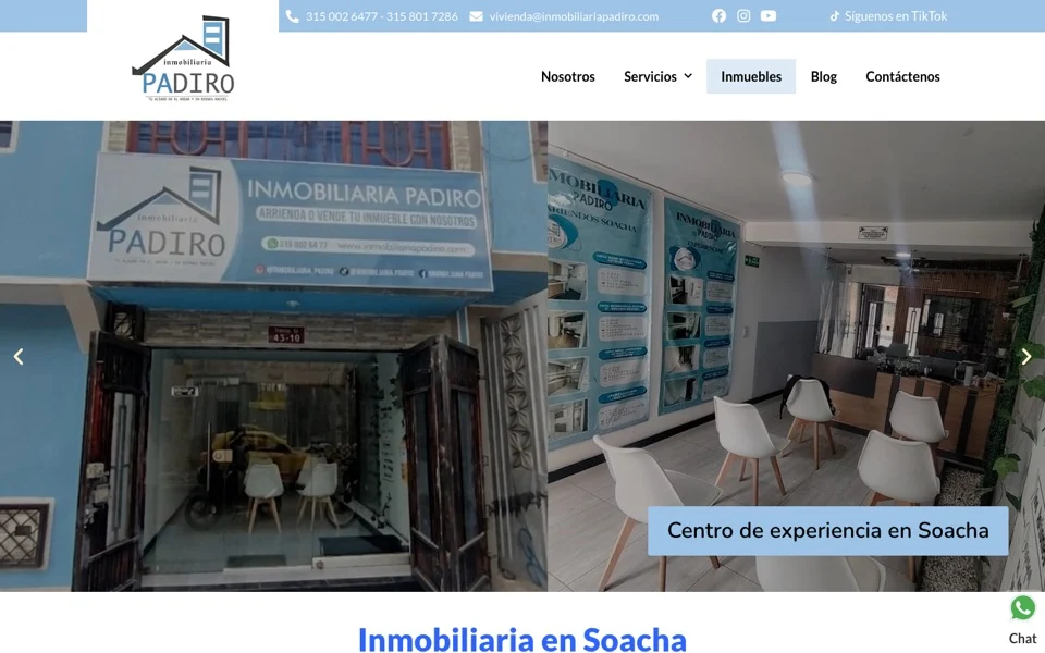 Sitio web de Inmobiliaria Padiro, inmobiliaria en Soacha